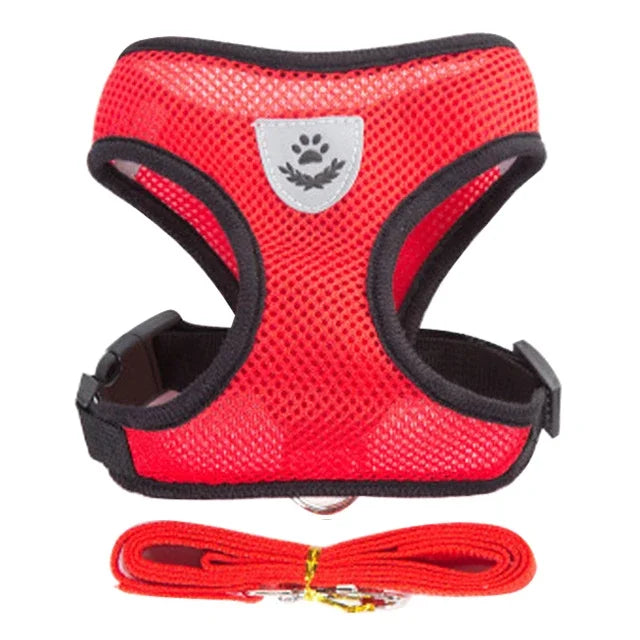 “Adjustable Cat & Dog Harness Vest – Walking Leash for Small & Medium Pets”