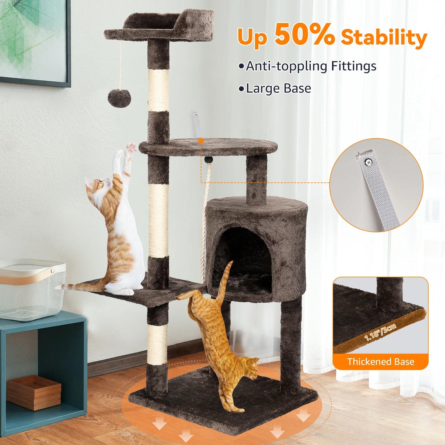 “Cat Tree Tower with Scratching Posts”