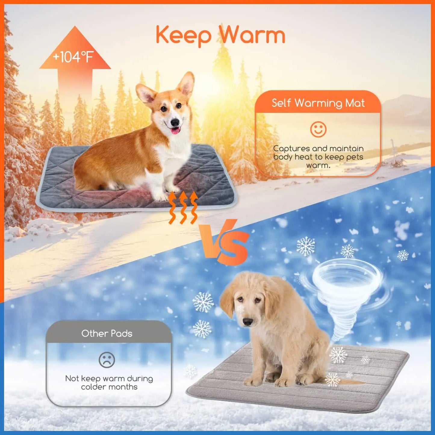 “Self-Heating Pet Pad – Extra Warm, Washable Anti-Slip Mat for Dogs & Cats”