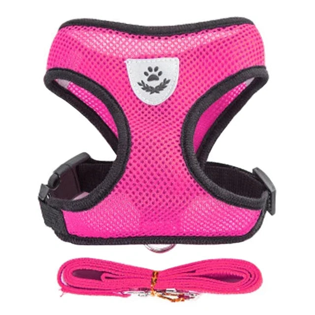 “Adjustable Cat & Dog Harness Vest – Walking Leash for Small & Medium Pets”