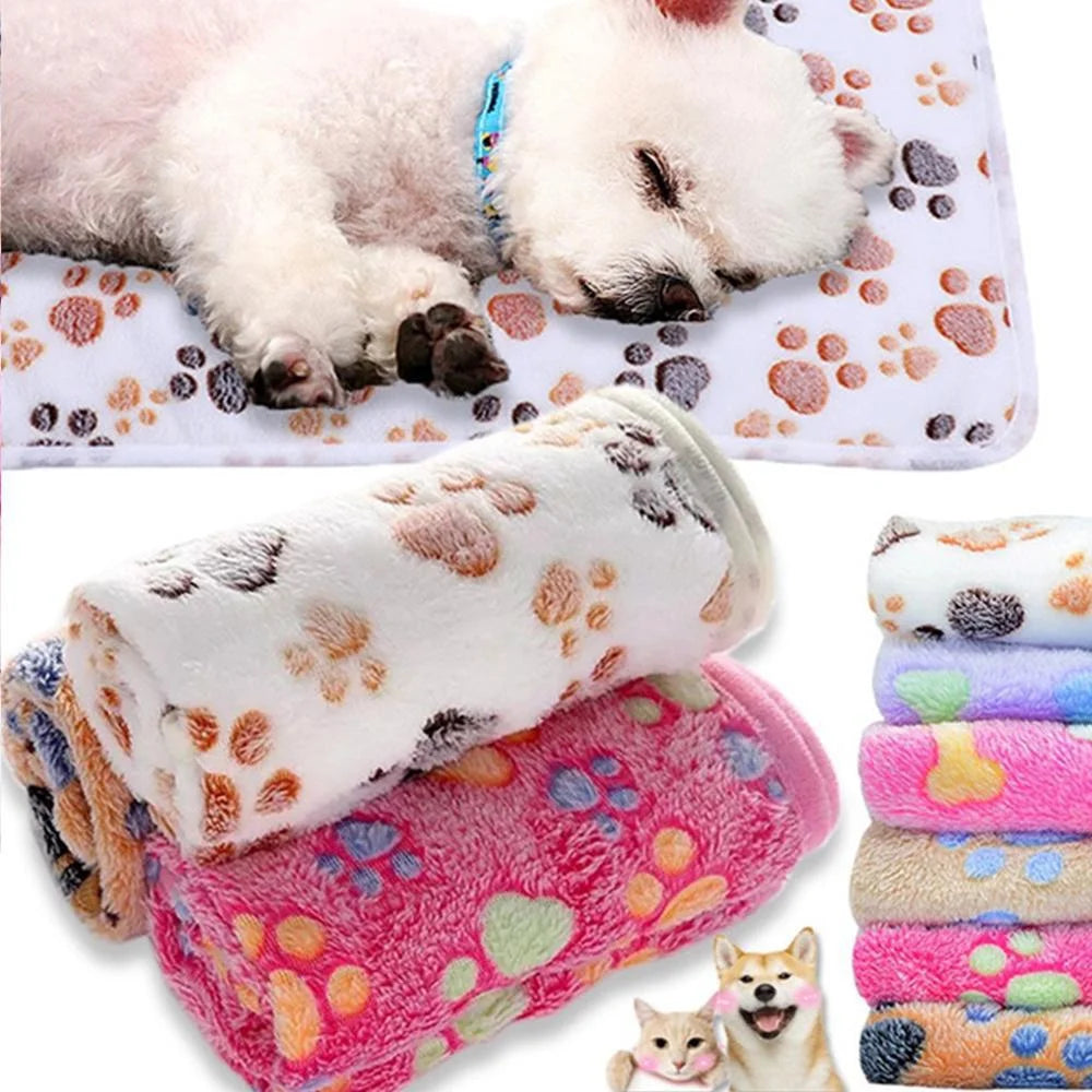 Cozy Paw Print Blanket for Dogs and Cats