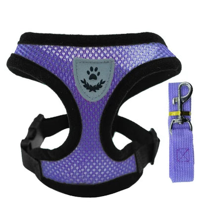 “Adjustable Cat & Dog Harness Vest – Walking Leash for Small & Medium Pets”