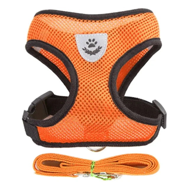 “Adjustable Cat & Dog Harness Vest – Walking Leash for Small & Medium Pets”