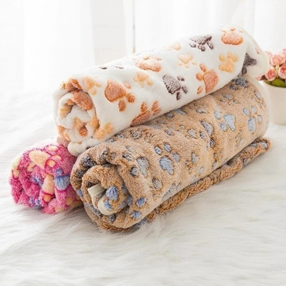 Cozy Paw Print Blanket for Dogs and Cats