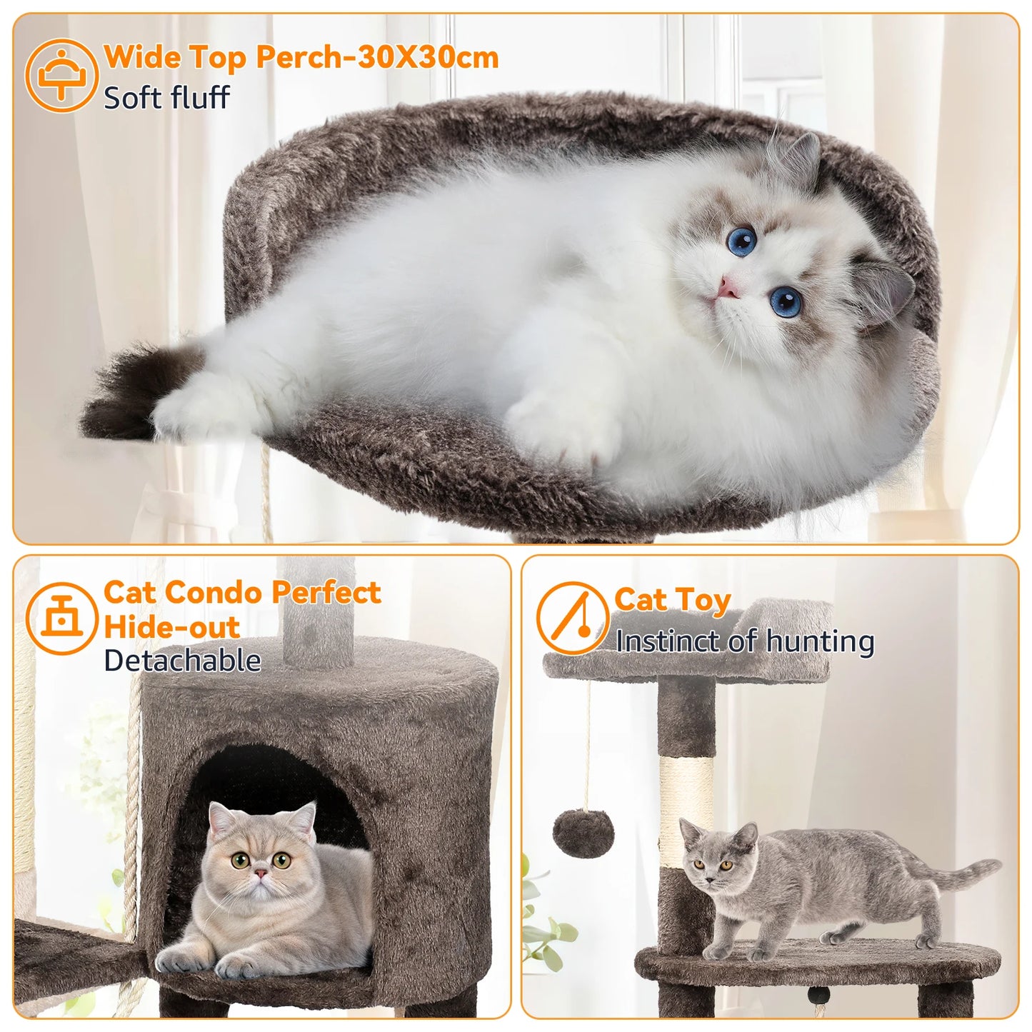 “Cat Tree Tower with Scratching Posts”