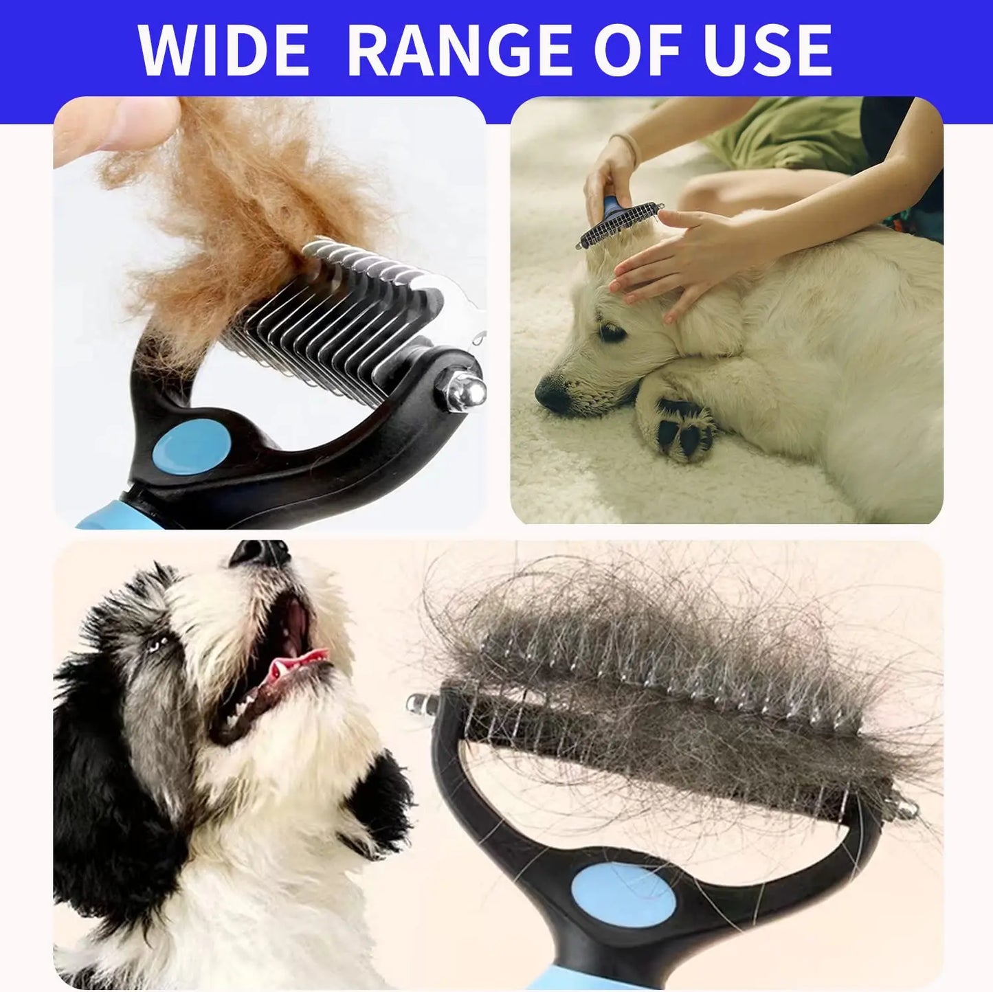 Deshedding Grooming Brush for Dogs & Cats – Pet Hair Remove