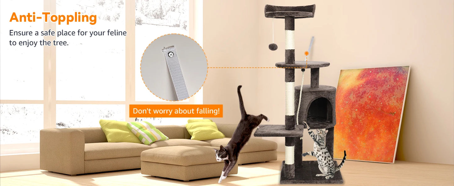 “Cat Tree Tower with Scratching Posts”