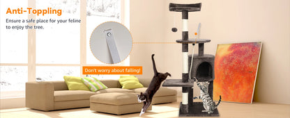 “Cat Tree Tower with Scratching Posts”