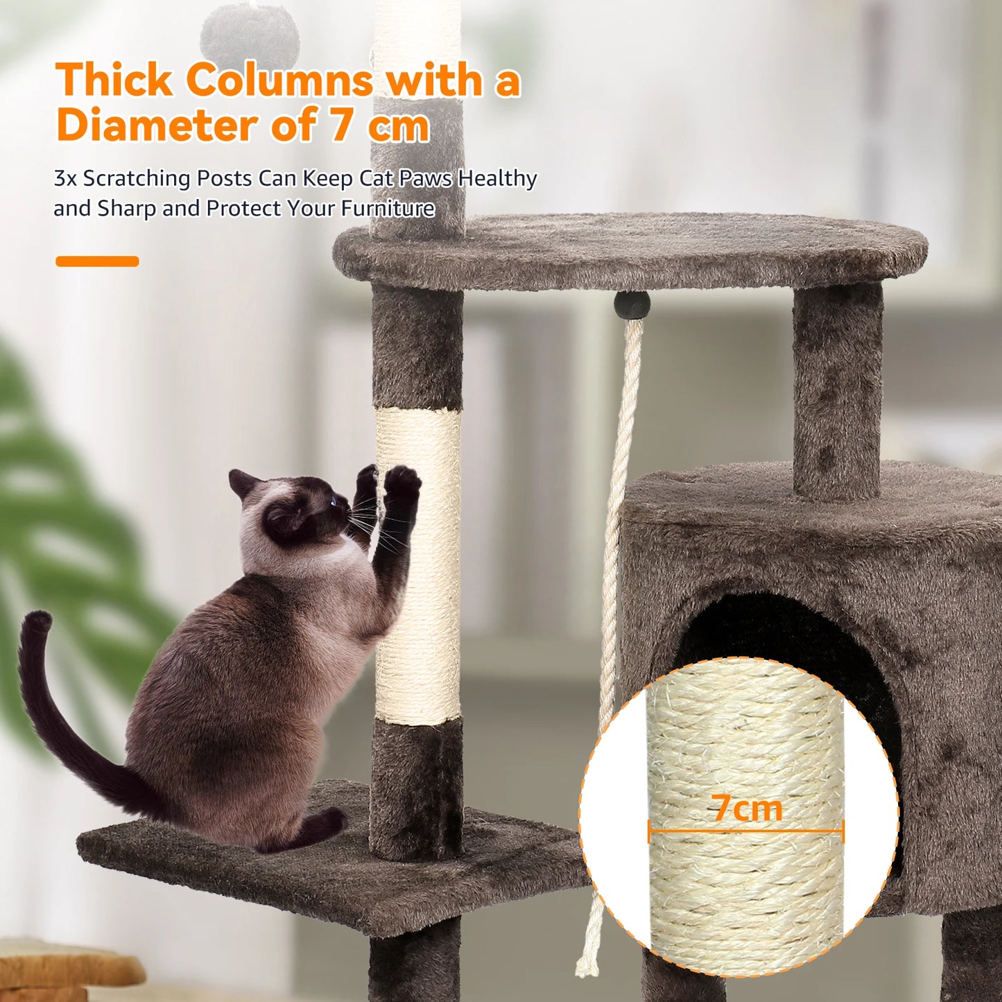 “Cat Tree Tower with Scratching Posts”