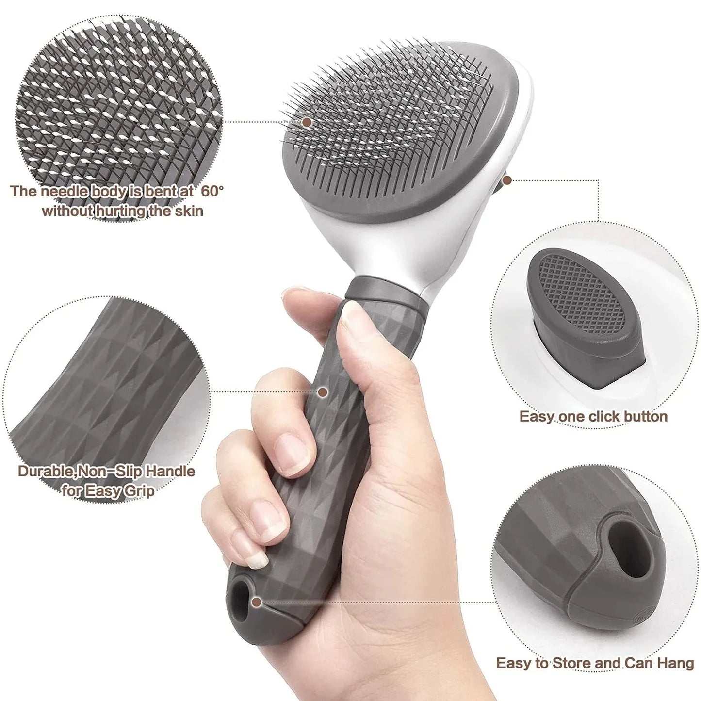 Self-Cleaning Grooming Brush for Cats and Dogs