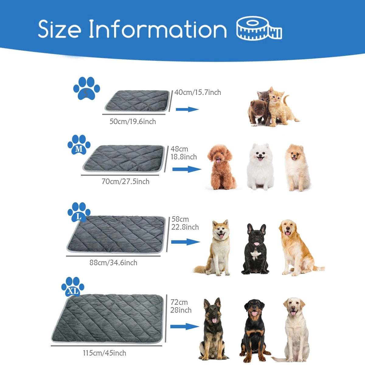 “Self-Heating Pet Pad – Extra Warm, Washable Anti-Slip Mat for Dogs & Cats”