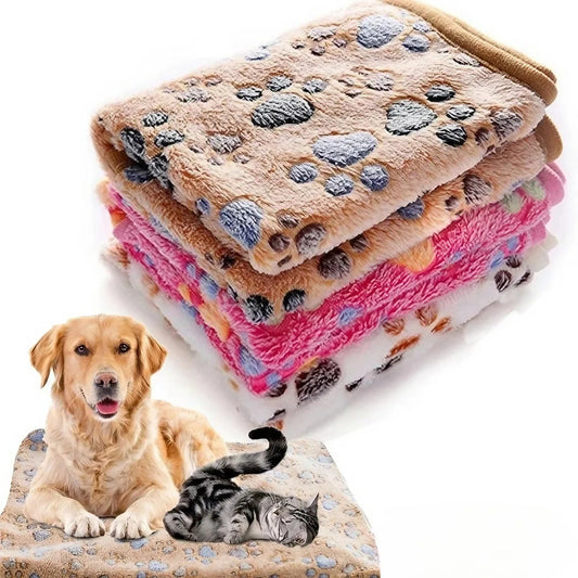 Cozy Paw Print Blanket for Dogs and Cats