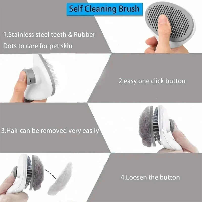 Self-Cleaning Grooming Brush for Cats and Dogs