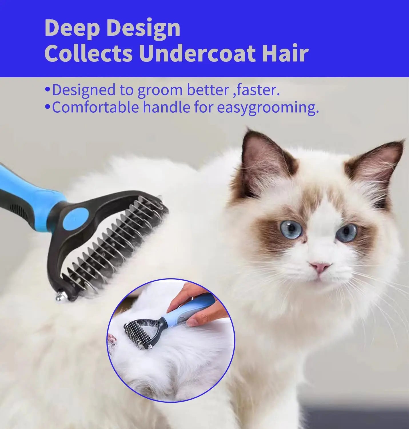 Deshedding Grooming Brush for Dogs & Cats – Pet Hair Remove