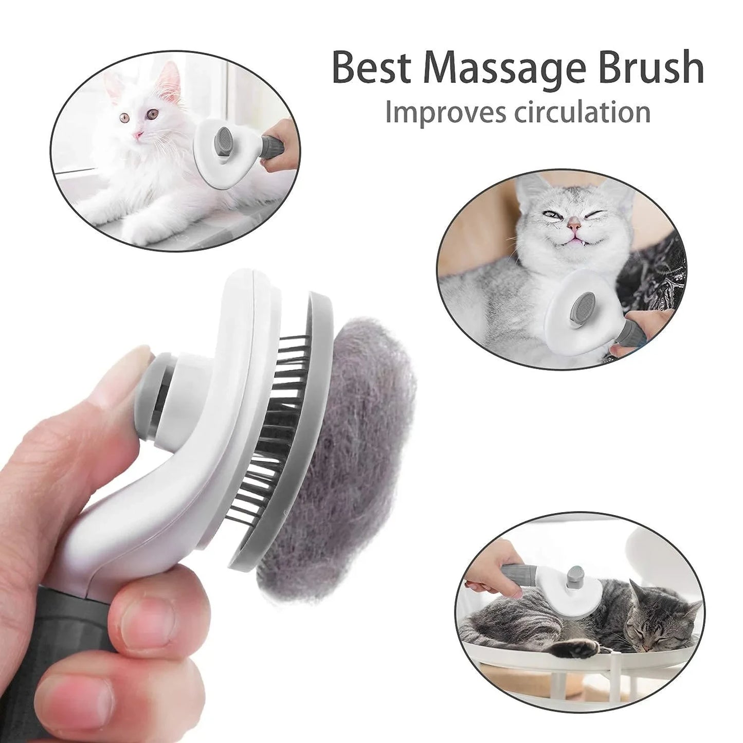 Self-Cleaning Grooming Brush for Cats and Dogs