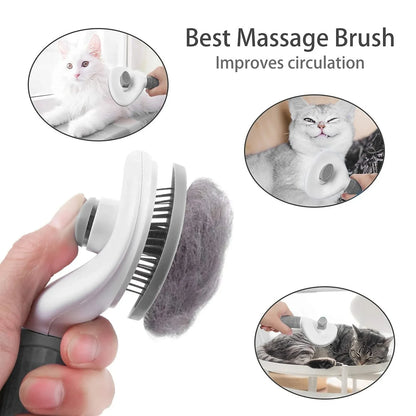 Self-Cleaning Grooming Brush for Cats and Dogs