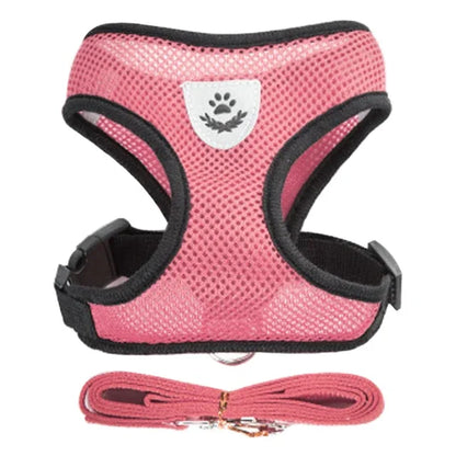 “Adjustable Cat & Dog Harness Vest – Walking Leash for Small & Medium Pets”