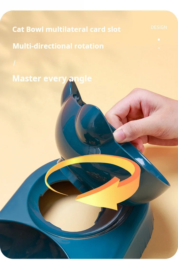 “3-in-1 Pet Bowl Set – Tilted Cat Food & Water Feeder with Gravity Bottle”