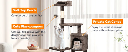 “Cat Tree Tower with Scratching Posts”
