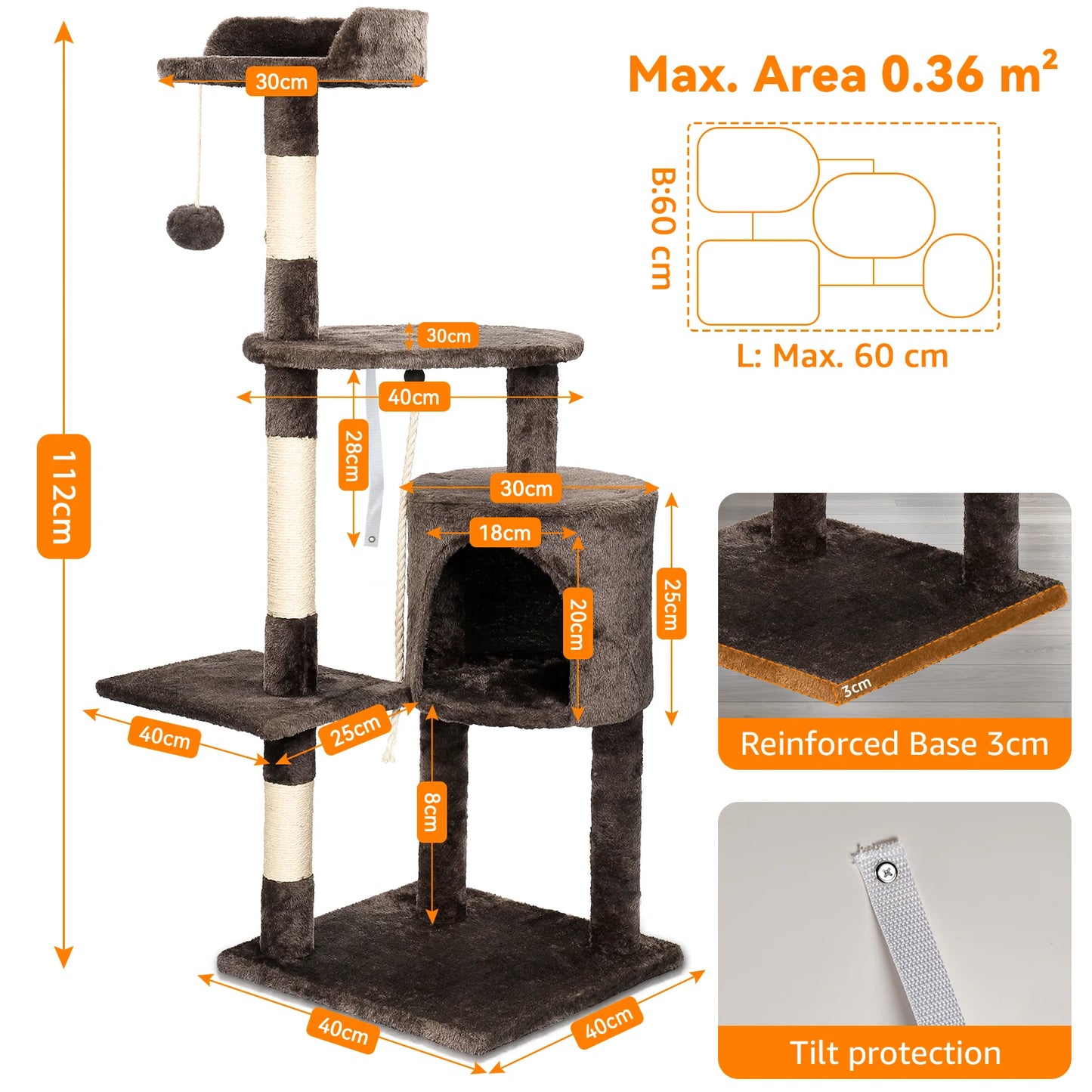 “Cat Tree Tower with Scratching Posts”